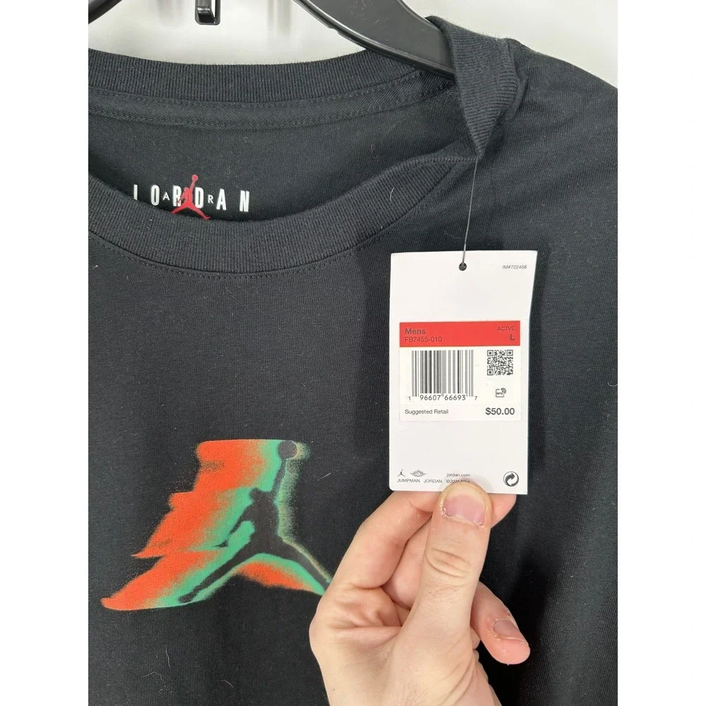 Air Jordan T Shirt Mens Large Black Long Sleeve‎ Jumpman Logo Cotton Graphic
